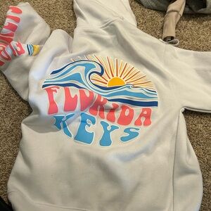 Pacifica White Sweatshirt with Colorful Graphic Florida Keys sweatshirt